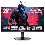 KOORUI ゲーミングモニター 27インチ WQHD 200Hz 1ms応答速度 Fast IPSパネル 350nit高輝度 HDR400/DCI-P3 95%/sRGB 100%/Adaptive Sync/HDMI/DP VESAマウント対応 PC モニター G2721P