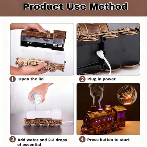Difusor de Aceites Esenciales en Forma de Tren 300ml Oro miniatura 7
