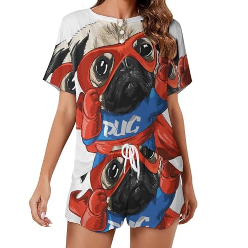 Pyjama carlin pour femme ensemble de nuit manches courtes d'été léger