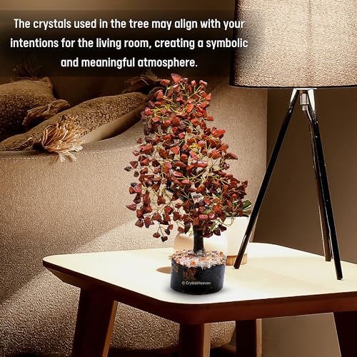 Image of Certified Red Jasper Crystal Tree for Good Luck - Healing Crystals Money Tree for Wealth, Positive Energy at Home Office - Decorative Spiritual Gifts for Vastu, House Warming