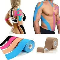 Kit 2 Fitas Bandagem Elástica Adesiva Kinesio Tape Dor Muscular Fisioterapia Recuperação Muscular Para Lesões (Preto)
