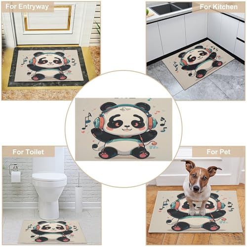 Tapis panda super absorbant avec envers caoutchouc antidérapant