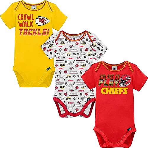 Image of Gerber NFL Unisex Baby Nfl Team 3 Pack Short Sleeve Onesie Bodysuit
