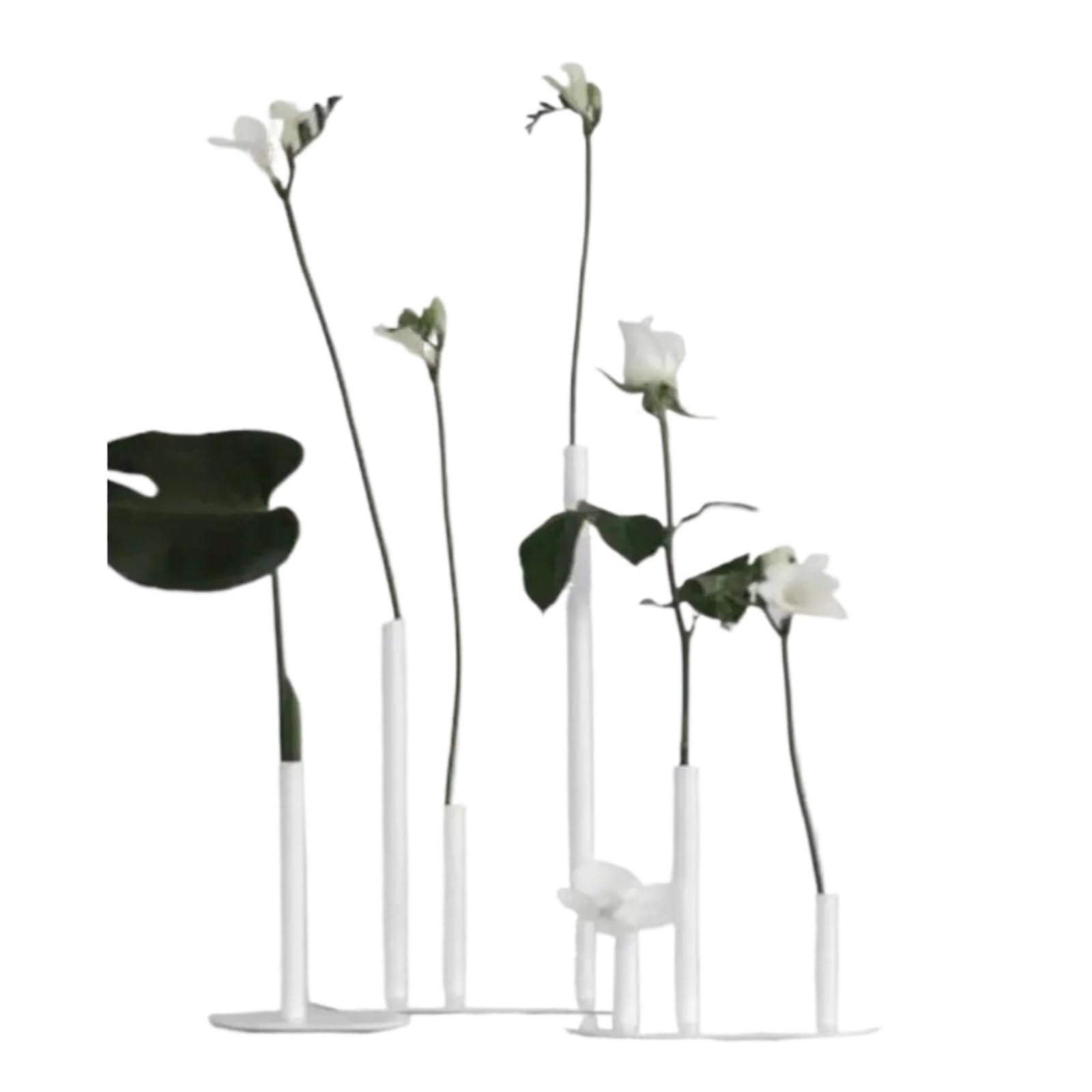 3 unids/Set jarrón Largo de Tallo único, exhibición de Flores de Tres Cabezas for decoración del hogar de Boda(Black Metal)