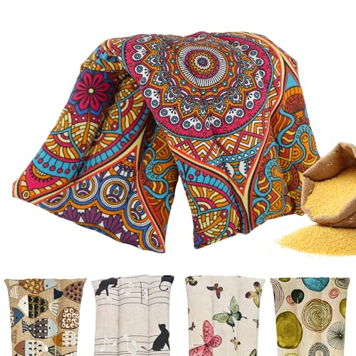 Saco Termico Semillas para Microondas - Bolsa Semillas Calor Microondas - Cojin de Semillas para Microondas - Sin Aroma - Relleno de Semillas de Mijo Ecológico - Fabricado en España 45x14cm