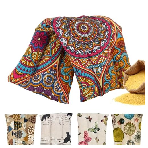 Saco Termico Semillas para Microondas - Bolsa Semillas Calor Microondas - Cojin de Semillas para Microondas - Sin Aroma - Relleno de Semillas de Mijo Ecológico - Fabricado en España 45x14cm