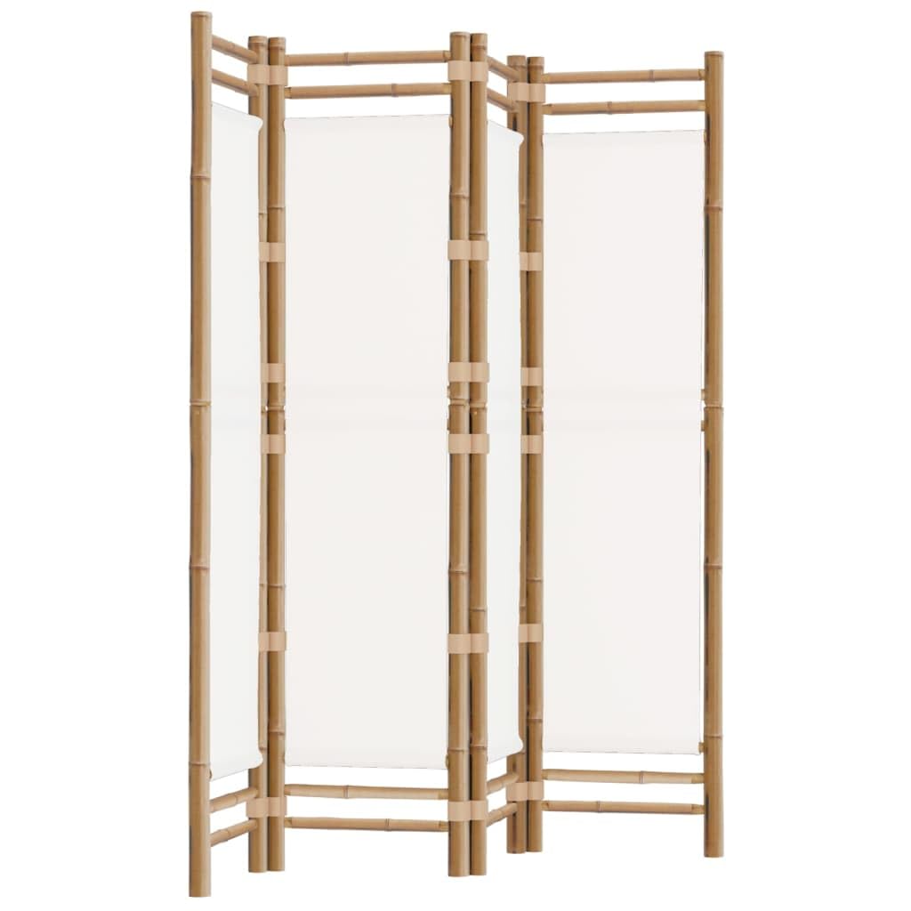 vidaXL Folding 4-Panel Room Divider Privacy Protection Screen Room Separator Paravent Wall Partition Panel Screen 160 cm Bamboo and Canvas