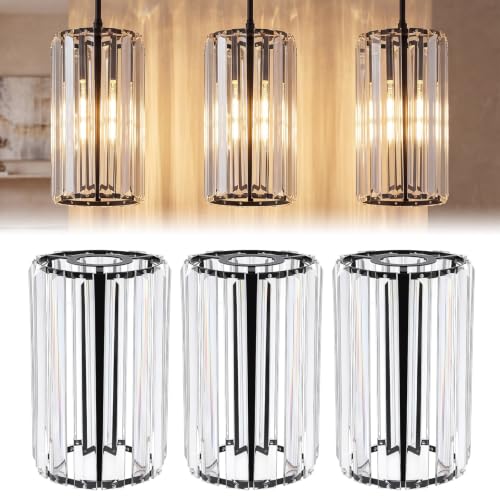 Image of Teenyyou 2 Pack Crystal Pendant Light Shade, 1-5 /8 inch(1.65 inch) UNO-fitter, Tall | Wall Sconce Lamp Chandelier, Metal Light Cover Replacement for Home, Dining & Living Room, 1.65 inch x 5.1 inch Dia x 9 inch H