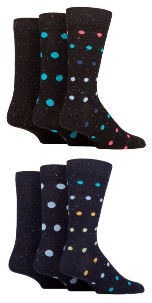 Sockshop Men's Regular Speckled Spot Bamboo Crew Socks - Regular Calf Length Soft Breathable Cooling Material Bright Patterns In A 6 Pair Multipack 7-11