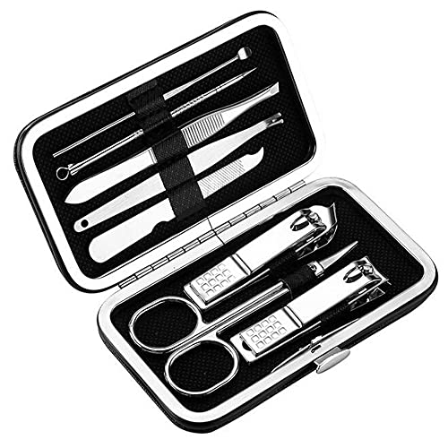 Manicure Set Nail Clippers Pedicure Kit -8 Pieces Stainless Steel Manicure Kit, Professional Grooming Kits, Nail Care Tools with Luxurious Travel Case
