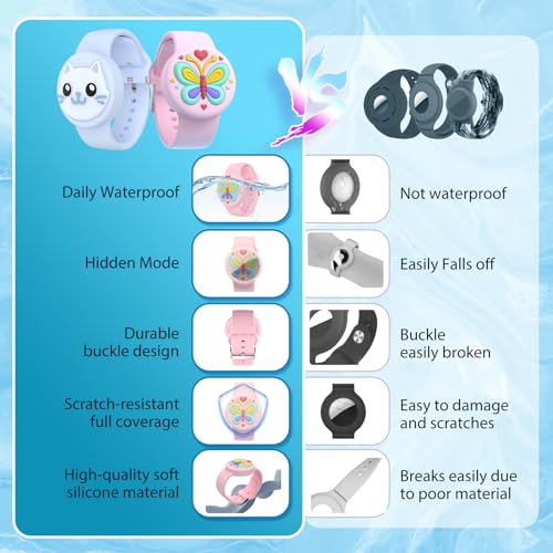 Image of Waterproof Air tag Bracelets for Kids (2 Pack) - Soft Silicone Hidden Air tag Wristband - Lightweight GPS Tracker Holder Compatible with Apple Airtag Band for Child
