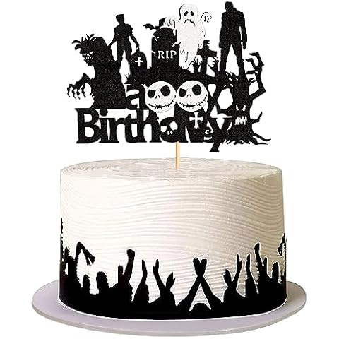 Ercadio 1 Pack Halloween Zombie Happy Birthday Cake Topper Assembled Glitter Zombies Halloween Cake Pick Decorations for Halloween Theme Birthday Baby Shower Party Supplies Cover