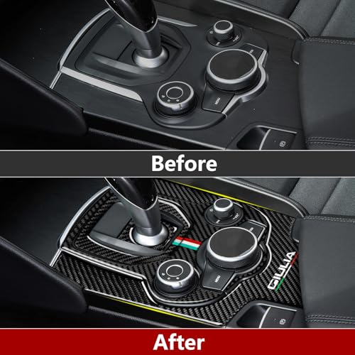 Image of Car Gear Shift Cover Sticker Carbon Fiber Decal Trim Center Console Panel Trim Wrap fits for Alfa Romeo Giulia 2016 2017 2018 2019 Accessories - Stelvio NOT FIT