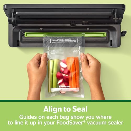 Image of FoodSaver Pint Pre-Cut Vacuum Seal Bags, Easy Use Vacuum Storage Bags, Align to Seal and Tear to Open Vacuum Sealer Storage Bags, 108 Pack