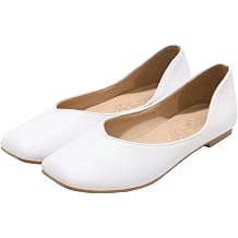 LUXMAX Womens Square Toe Flats Ballet Flats Shoes Slip On Ballerina Shoes