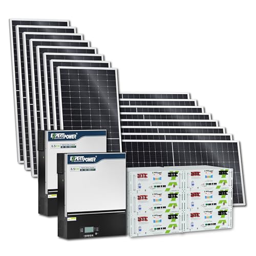 ExpertPower 30KWH 8640W 51.2V Solar System Kit | LiFePO4 51.2V 600Ah Batteries, 8640W Solar Panels, 13KW Hybrid Solar Inverters, 120A MPPT Controllers | Off Grid, Residential, Home, Cabin, Back Up