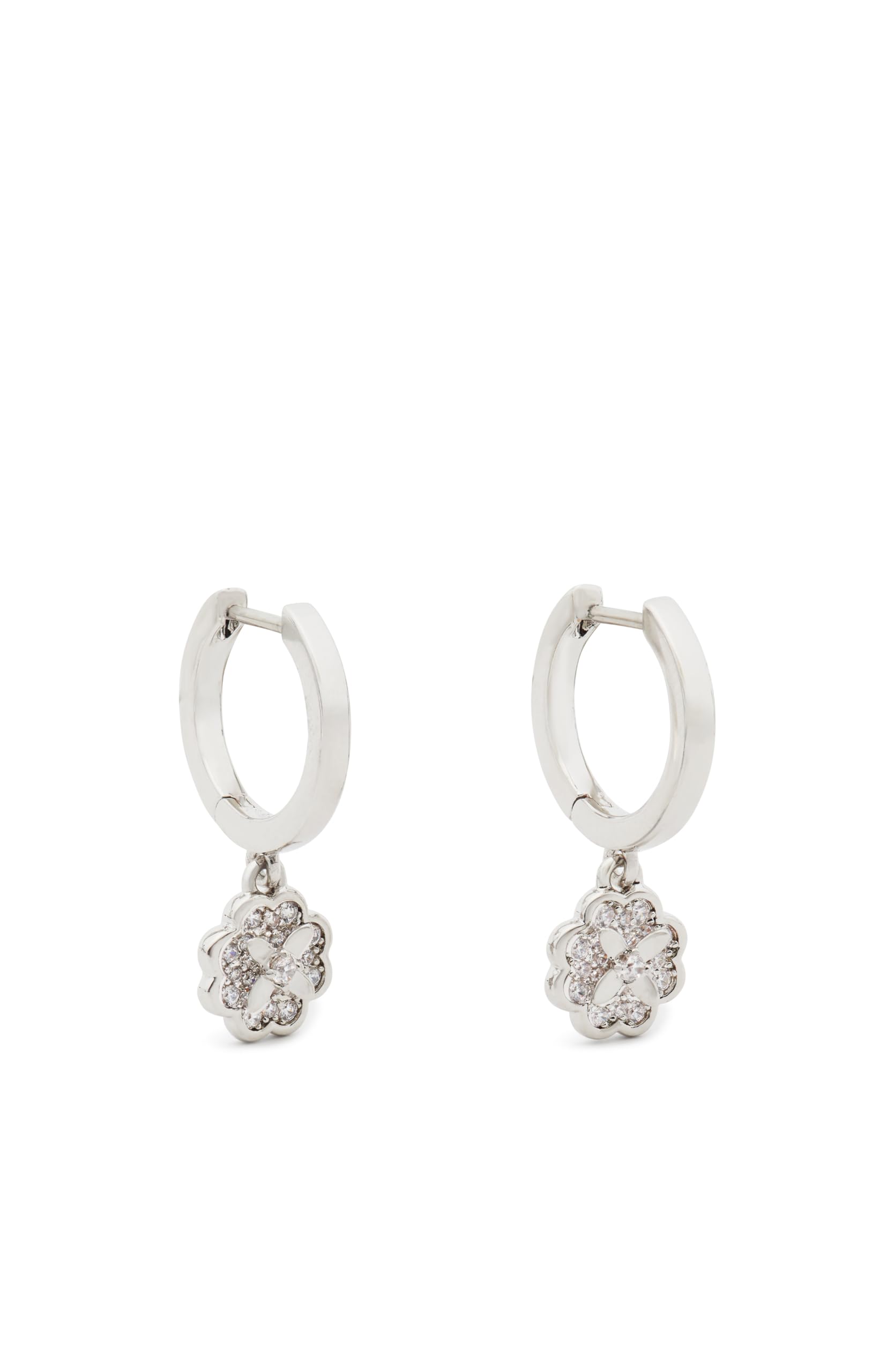 Kate Spade New York Heritage Bloom Huggie Drop Earrings, Clear/Silver