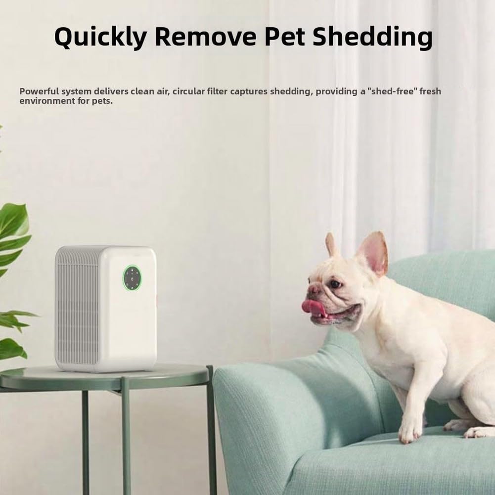 Purificador de aire inteligente para mascotas con filtración avanzada para eliminar el pelo de mascotas, el polvo y la caspa con pantalla táctil y modo nocturno silencioso para hogares