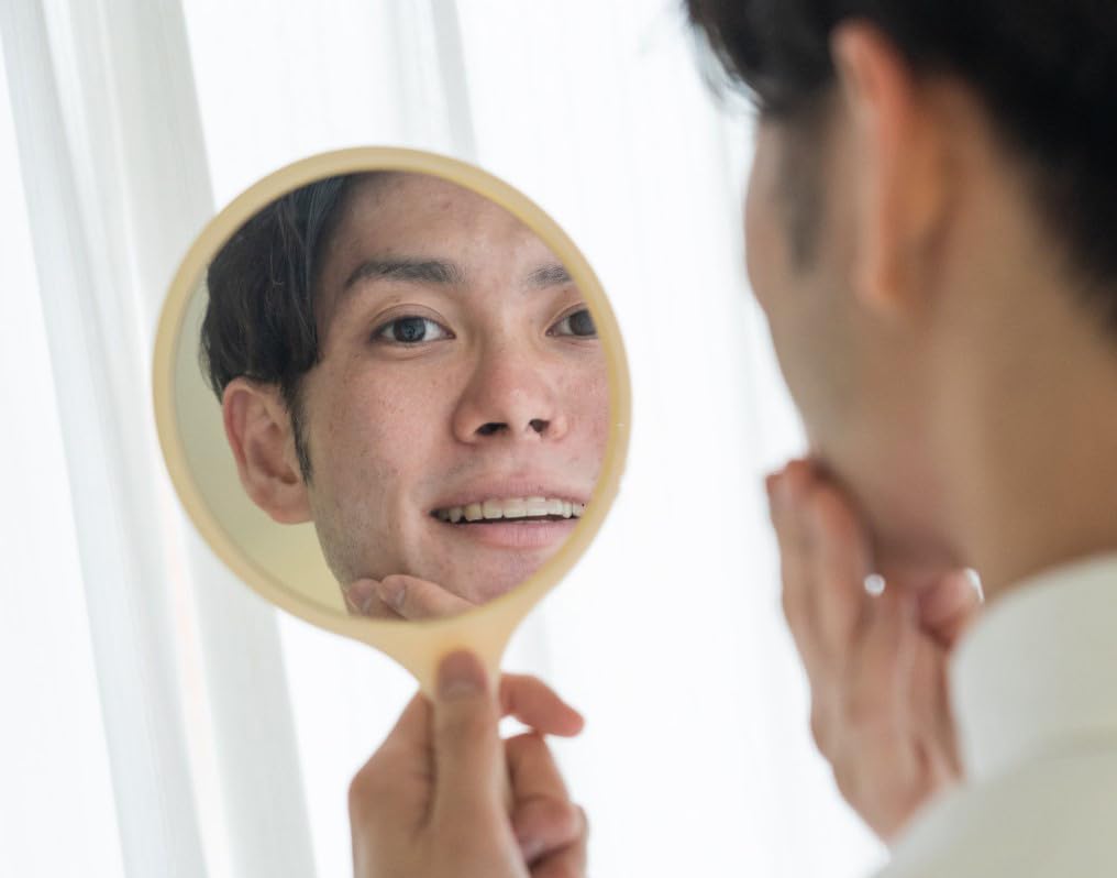 espejo circular de madera, mano adecuado para maquillaje, afeitado, corte de pelo, cuidado facial