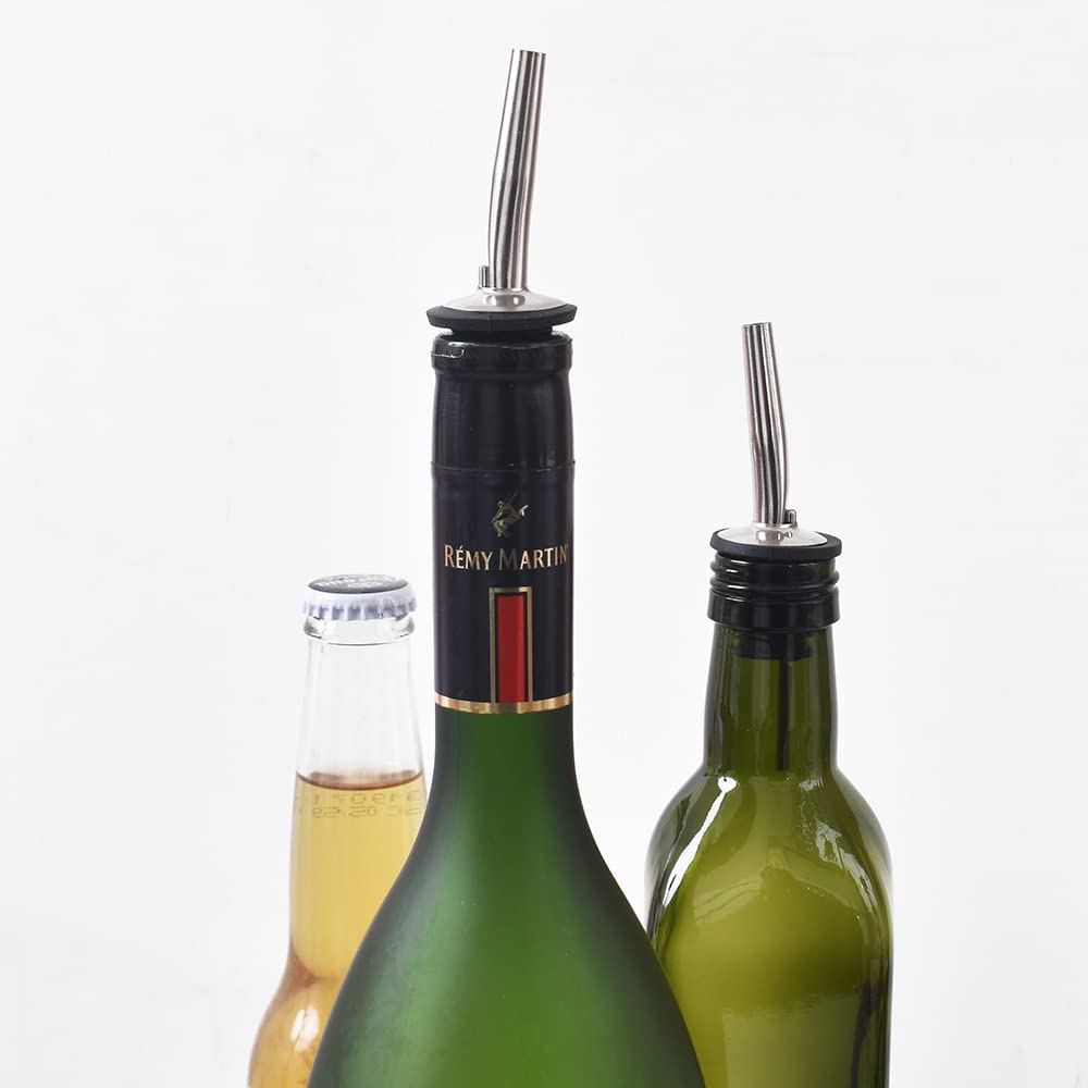 Newk Ausgießer aus Edelstahl, 24 Stück, klassischer Flaschenausgießer, konischer Ausguss mit Gummikappen