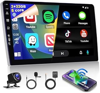 Radio samochodowe z systemem Android 12, 8 rdzeni, 2 GB + 32 G, bezprzewodowe, Apple Carplay, Android Auto, ekran dotykowy o przekątnej 9 cali, radio samochodowe z DSP WiFi GPS Mirror Link FM/RDS,