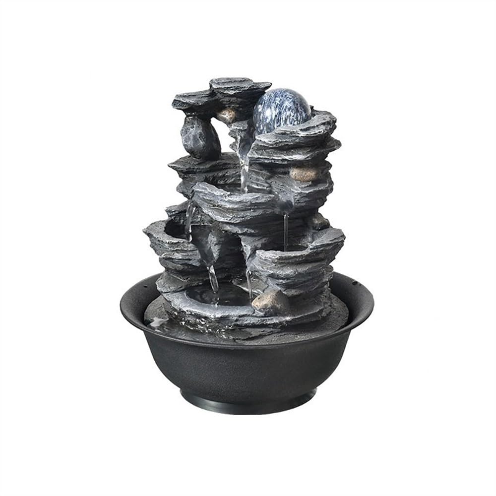 Desktop fountain Fortune Feng Shui Ball Fountain Circulation Water Features Small Rockery Office Desktop Running Ornaments Desk waterfall decor