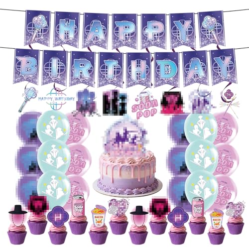 Birthday Party Decorations Magical Music Themed Party Supplies with Banner Balloons Topper Spiral Cards Singer Birthday Decoration for Fan Girls Boys