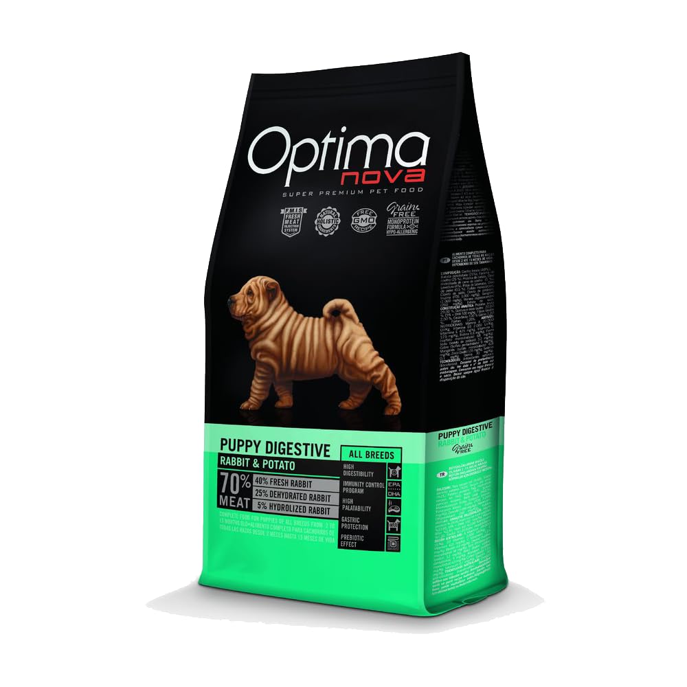 Pienso para Cachorros Optima Nova Puppy Digestive Rabbit & Potato 12kg