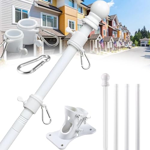 Flag Pole for Outside House-Upgraded Nylon Holder,Heavy Duty 1.1 Inch Stainless Steels 5FT Flagpole