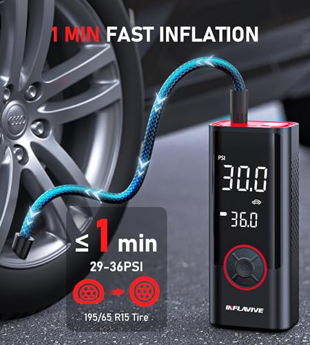 Portable Tire Inflator for Cars, Bikes, and More: 150PSI with Dual Power