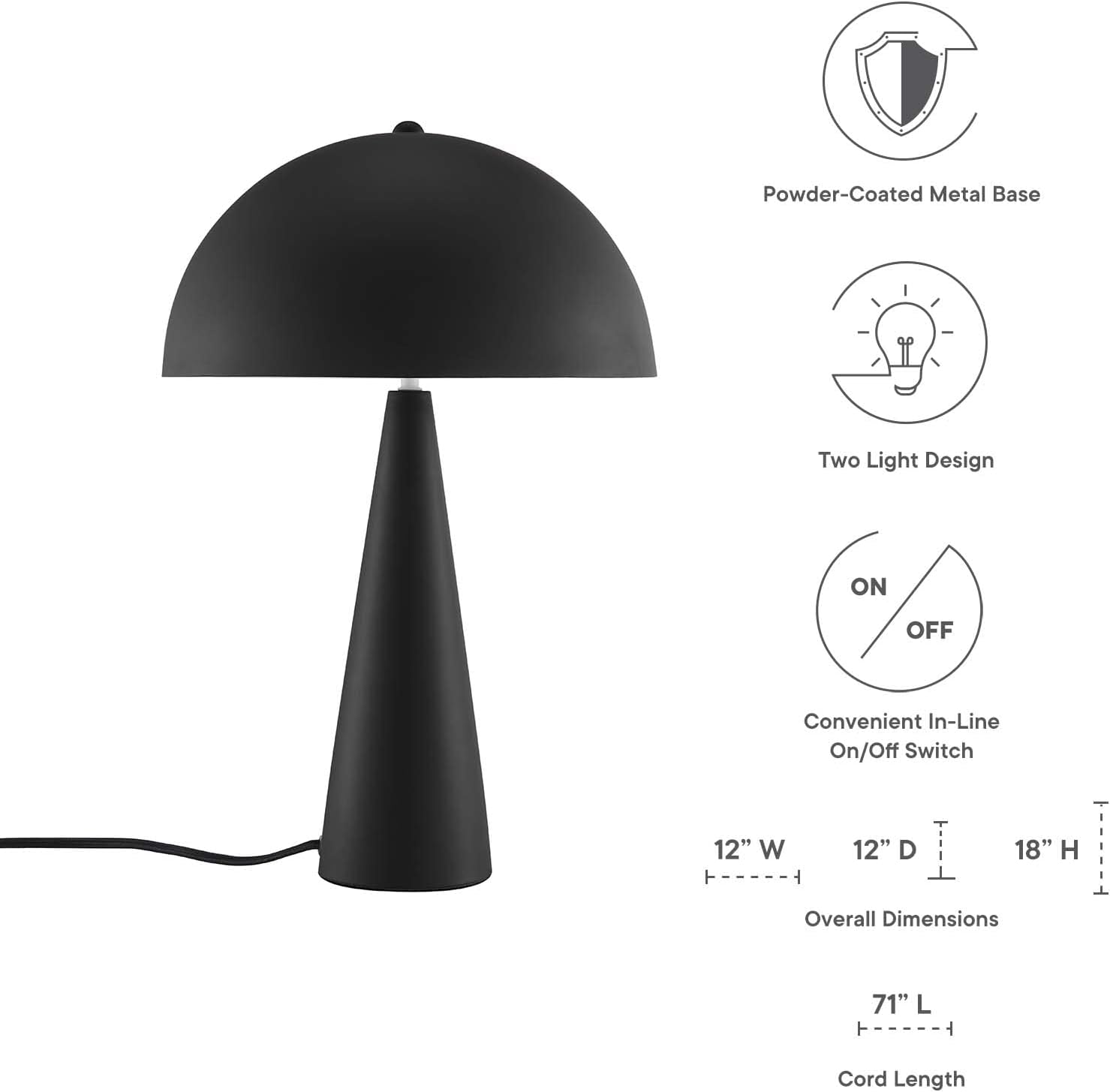 Modway Selena Metal Table Lamp in Black