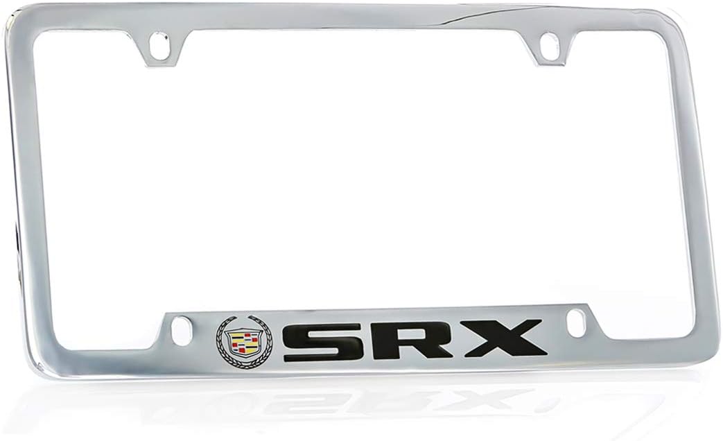Cadillac SRX License Plate Frame (2 Hold/Brass, Chrome/Wide)