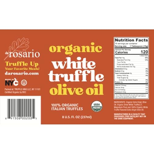 Darosario Organic White Truffle Olive Oil - Authentic Italian Truffle Oil For Cooking And Food Seasoning - Usda - 8 Oz Bottle (6 Pack) #TOP4