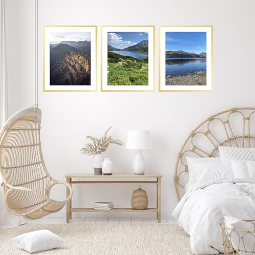 Image of JCJMY 21x28 Picture Frame with 18x24 Mat, Display Photo 18x24 with Mat or 21 x 28 Without Mat, Wall Hanging Large 21 by 28 Poster Frame with Plexiglass, Gold