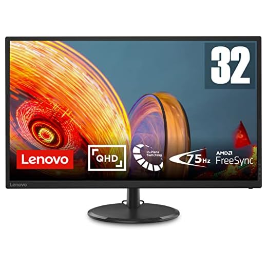 Lenovo Moniteur D32q-20, 31.5'' IPS QHD (2560 x 1440), 4ms, WLED, 250 nits, 1000:1, HDMI 1.4 + DP1.2 Noir
