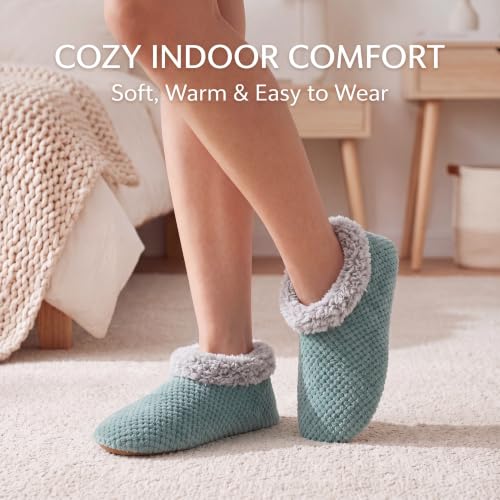 Image of Cozylook Fuzzy Slippers for Women Indoor Soft Sole Slipper Socks | Warm plush feel, non slip grippers, easy step-in, flexible bottom, bedroom and home wear