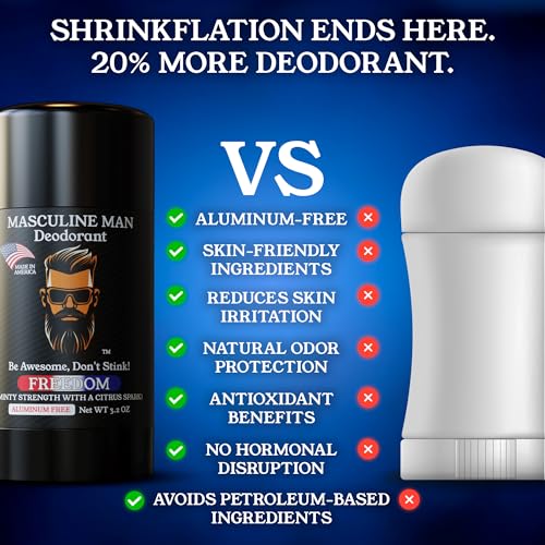 Image of Deodorant for Men - Aluminum Free Mens Deodorant - Natural Deodorants - Sweat Protection for Underarm - Stain-Free Stick Deodorants - Made in USA, 3.2oz (Pack of 2, Freedom)
