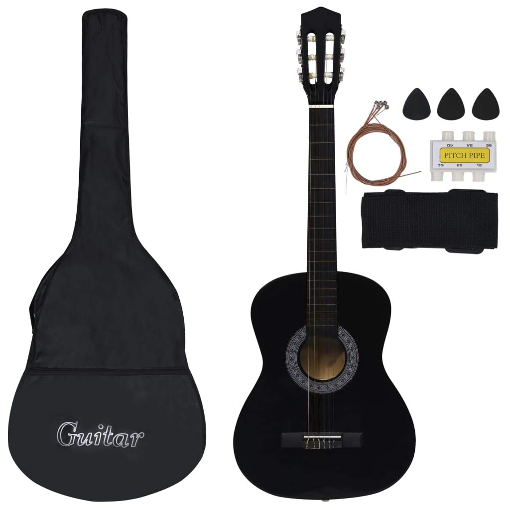 8-tlg. Konzertgitarre 3/4 Starter-set Akustische Klassikgitarren Akustikgitarre Westerngitarre Akustikgitarren für Erwachsene Kinder Anfänger, 36" Schwarz
