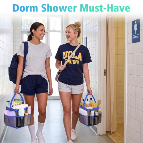 Image of EUDELE Mesh Shower Caddy Portable for College Dorm Room Essentials,Shower Caddy Dorm with 9-Pocket Large Capacity for Beach,Swimming,Gym,Travel essentials, Blue