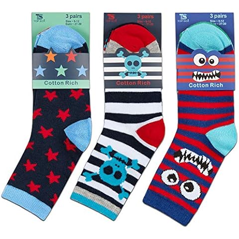 Kids Boys 9 Pairs Novelty Cartoon Socks Cotton Rich Everyday Funny Colourful 12.5-3.5 Cover