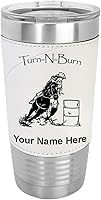 Vista 10 de LaserGram Vaso aislado al vacío de 20 onzas, Barrel Racer Turn N Burn, grabado personalizado incluido (piel sintética, gris)
