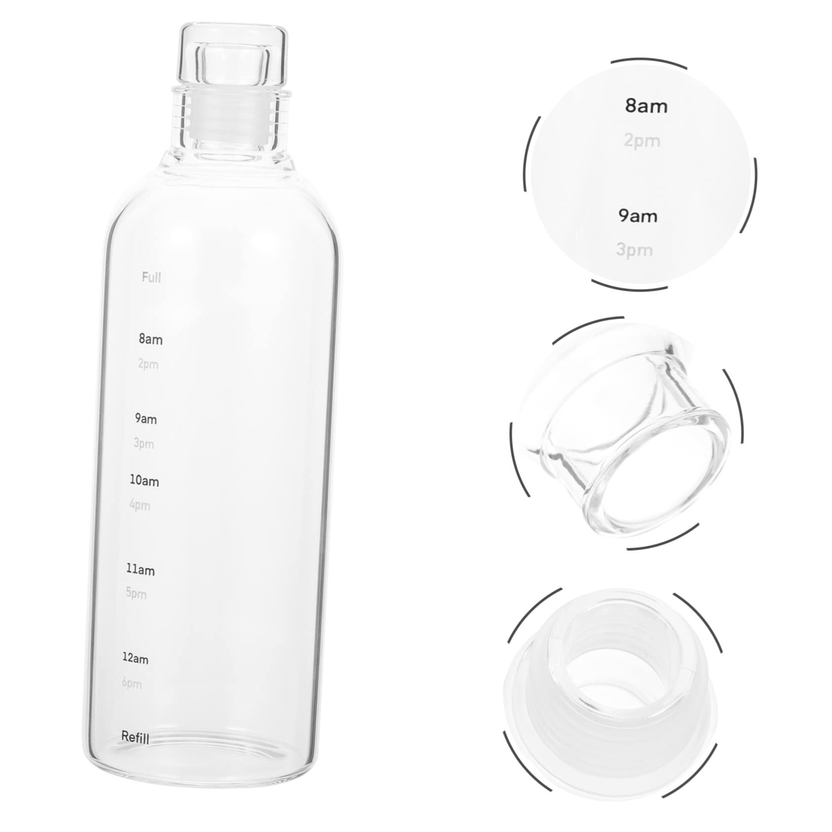 Bouteille D’Eau Vide 750ml en Verre, Portable pour Sport | Bords Lisses, Design Simple et Forme Créative, Usage Vélo et Yoga, Détails en Caoutchouc