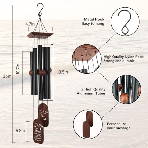 Image of ASTARIN Memorial Wind Chimes Personalized, Customized Name Date Remembrance Gift for Loss, Sympathy Windchime for Loss of Loved One, Grief Memorial Remembrance Gifts for Women Men