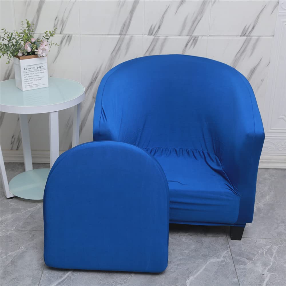 Highdi Copripoltrona Elasticizzato Due Pezzi Chesterfield Tinta Unita Universale Antiscivolo 1 Posto Copripoltrona con Coprisedile - per Bar Soggiorno Camera da Letto Reception (Blu Reale