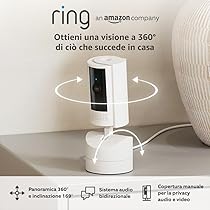 Videocamera interna inclinabile Ring (Pan-Tilt Indoor Camera) | Videocamera di sicurezza plug-in | Panoramica 360°, inclinazione 169° | Ring Protect: 30 gg. prova gratuita