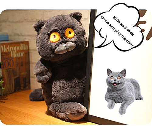 Floerroyale Black Cat Plush Toy,Lovely Cat Stuffed Animal Pillow,Large Eye Cat Plush Design,Halloween Birthday Gift For Boys And Girls,Black,17.7In #TOP5