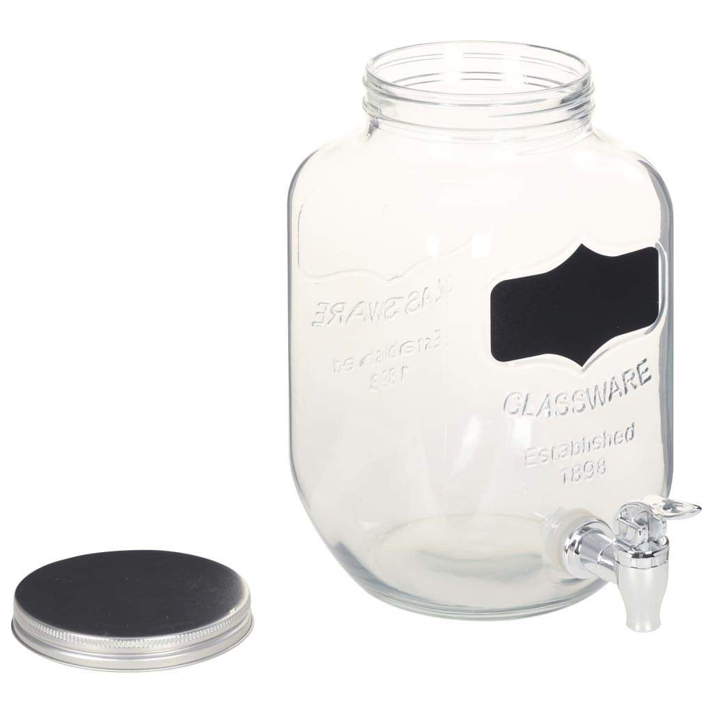 Festnight Dispensadores de Bebida con Soporte Botella de Cristal con Grifo Botes de Cristal con Tapa 2 unidades Vidrio 2 x 4 L