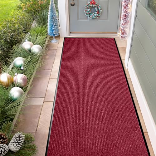 Image of MaxMat Extra Large Commercial Door Mat, Rubber Border Heavy Duty Door Mat, Waterproof, Low-Profile, Easy to Clean, Rubber Entry Mat. (Red, 4 x 10 Feet)