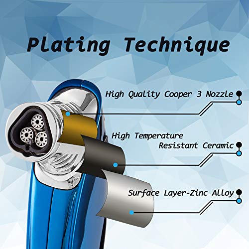 Zoocura Cobalt Blue Butane Torch Lighter Refillable Triple Jet Flame Butane Torch Lighter Windproof Gas Butane Lighter For Camping Grill (Gas Not Included) #TOP2