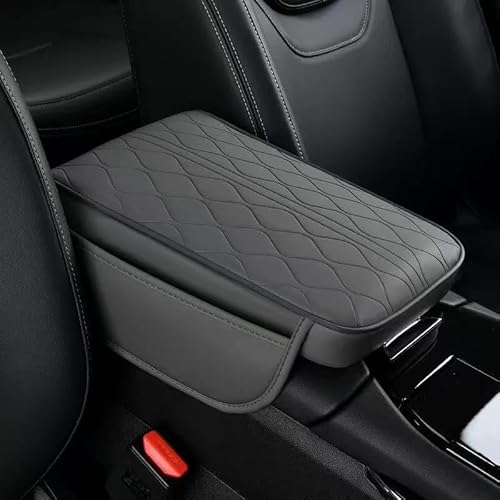 ZLXMRUT 1 Pack Car Center Console Cover Custom Fit for VW Polo 6R 6N 6N2 6C 9N 9N3, Leather Memory Foam Armrest Cushion Protector, Anti-Scratch Durable Armrest Pad,Grey